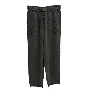Theory Women's Cortlandt Summer 100% Silk Tapered Leg Pants Black Size Small